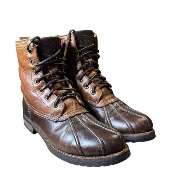 Frye Veronica Shearling Lined Leather Winter Duck Boot Rain Brown Womens Size 6 - Picture 1 of 8